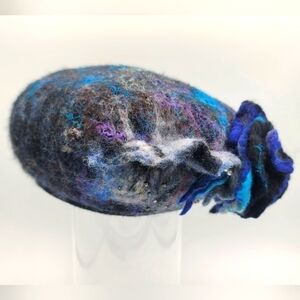 Hat Merino Wool Hand Felted With Embellishments #912